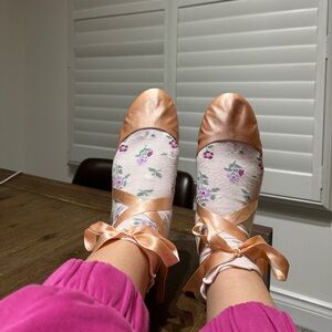 Satin Ballet Flats Shoes in Rose Copper